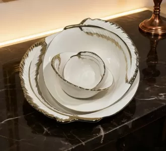 السيراميك ريشة نمط السلطانيات بالجملة مع حافة الذهب