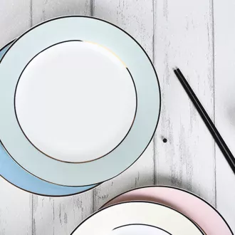 Golden Rim Restaurant Cets Ceramic Pasta Steak Plate Ceramic lavvandet plade