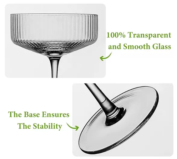 4 PCS Ribbed Coupe Glasses Factory i Kina