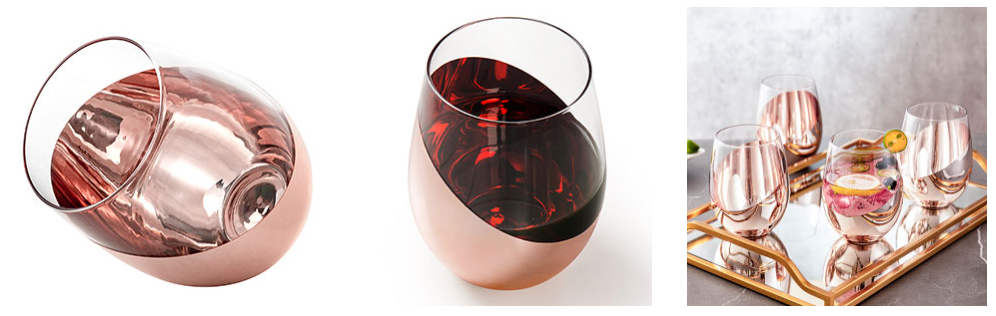 Modern Copper Accent Stemless Wine Glass Set Wholesale in China