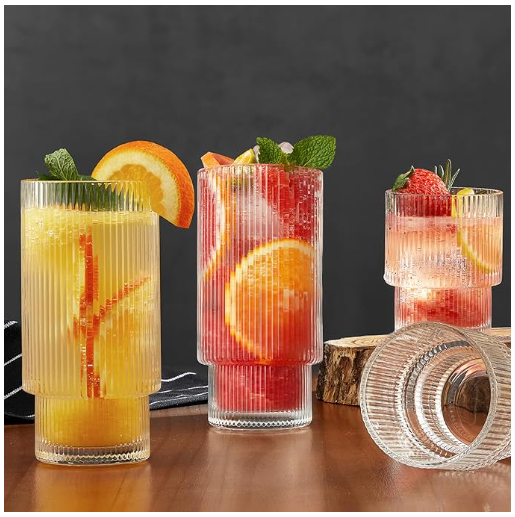 6 Pack Ribbed Drinking Glasses Wholesale in China