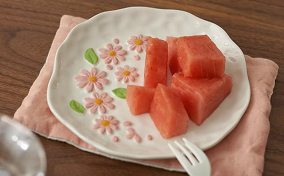 Tấm sứ hoa bằng hoa nổi không đều cho đồ ăn nhẹ, món tráng miệng, salad, món khai vị, món ăn tối 8 inch bằng tay
