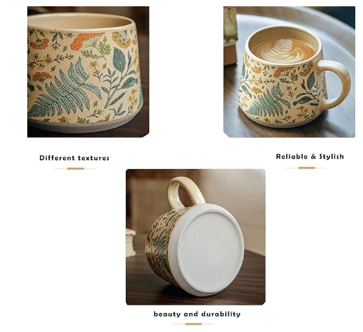 Céramique Floral Design Pottery Mug en gros en Chine