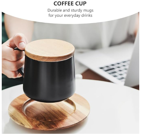  Ceramic Coffee Mug with Wooden Lid Wholesale in China