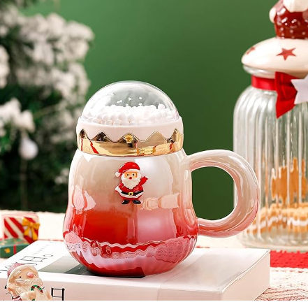 Süße Keramik -Tassen mit Weihnachtssailla -Lid -Großhandel in China