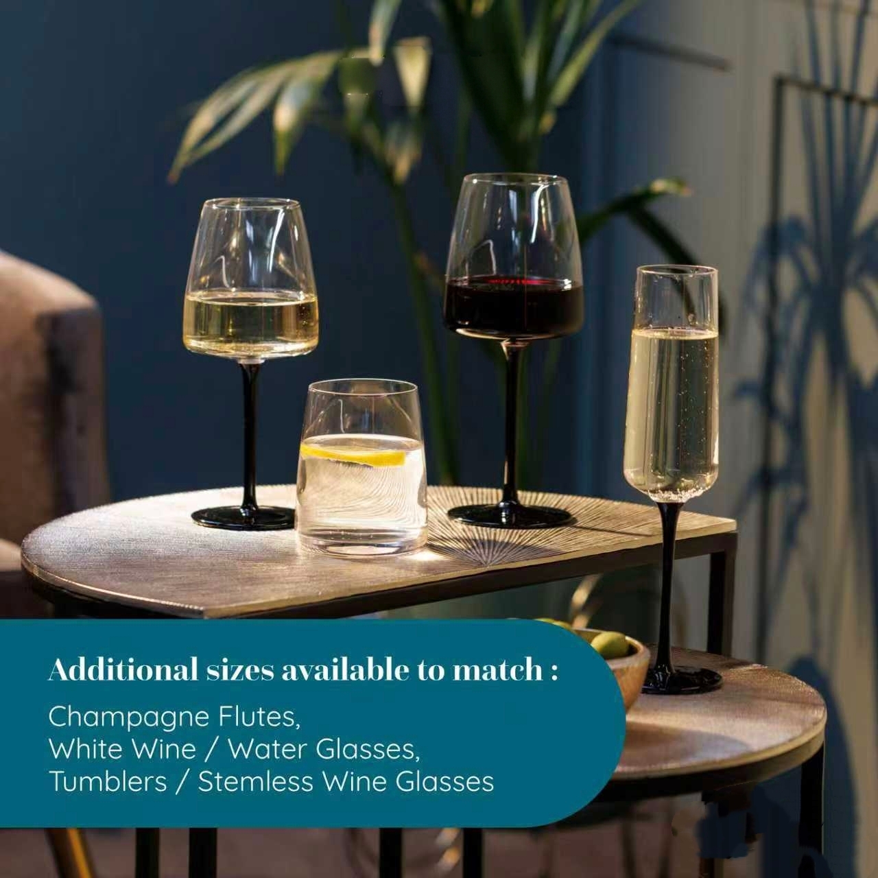 450ml ブラックステムワイングラスセット、パレルモ赤ワイングラス、クリアクリスタルグラス4個セット、結婚式、パーティー、お祝い用のエレガントなガラス製品、ドリンクウェアギフトセット