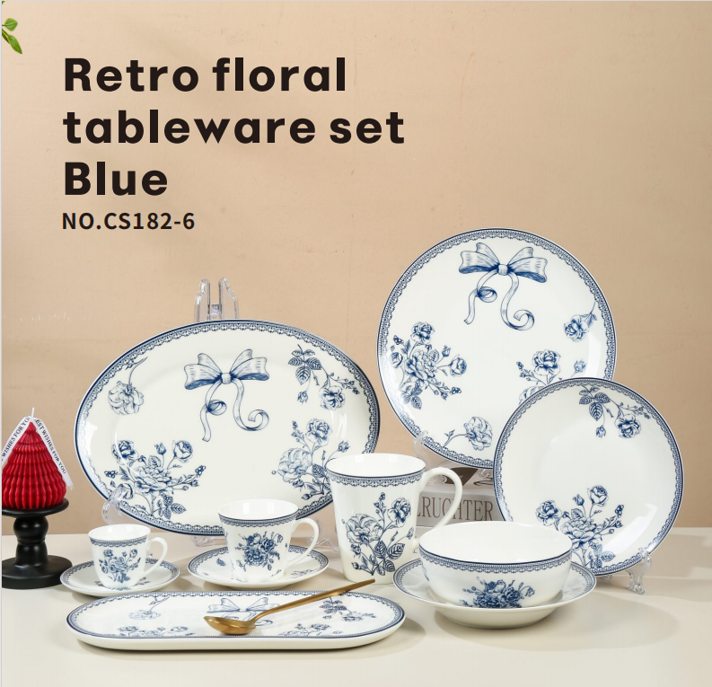 Retro floral tableware set for Kitchen Dining, Home