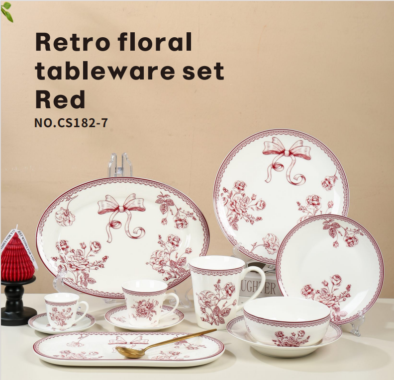 Retro floral tableware set for Kitchen Dining, Home