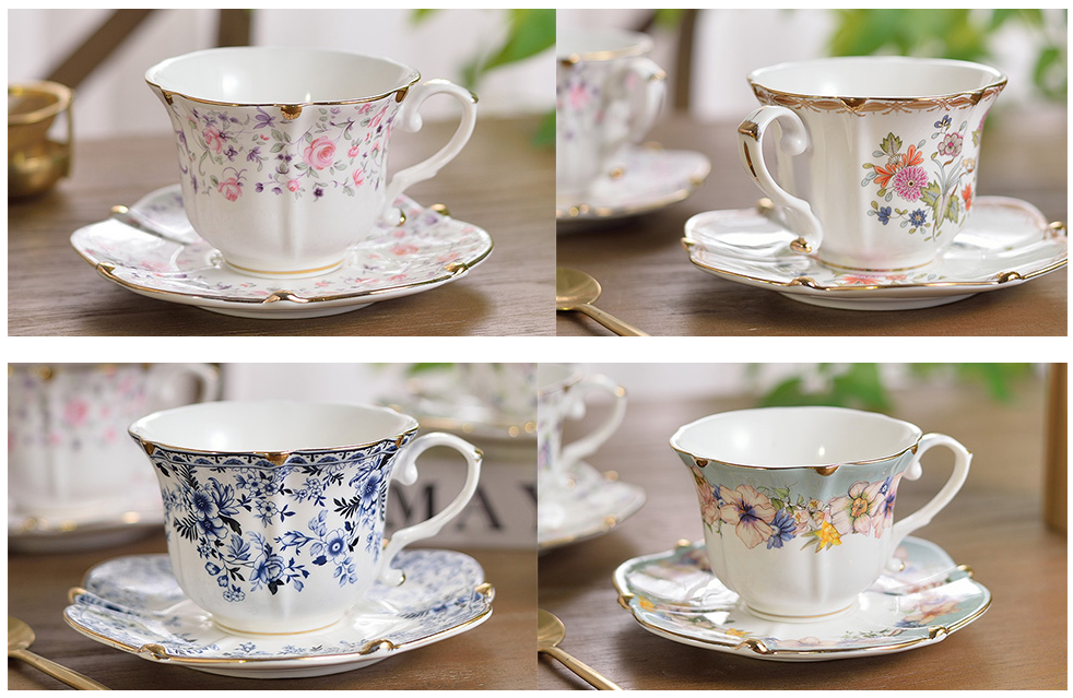 ceramic patterned tea cup and saucer wholesale in China