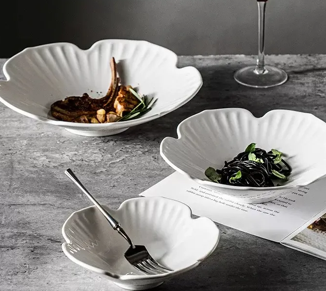 زهرة شكل عميق عشاء لوحة السائبة ، الجملة لوحات السيراميك زهرة شكل عميق عشاء لوحة السائبة ، الجملة لوحات السيراميك