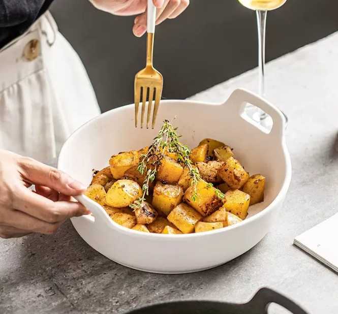 double handled ceramic bowl wholesale, ceramic bowl with handles manufacturer,for Salad, Soup