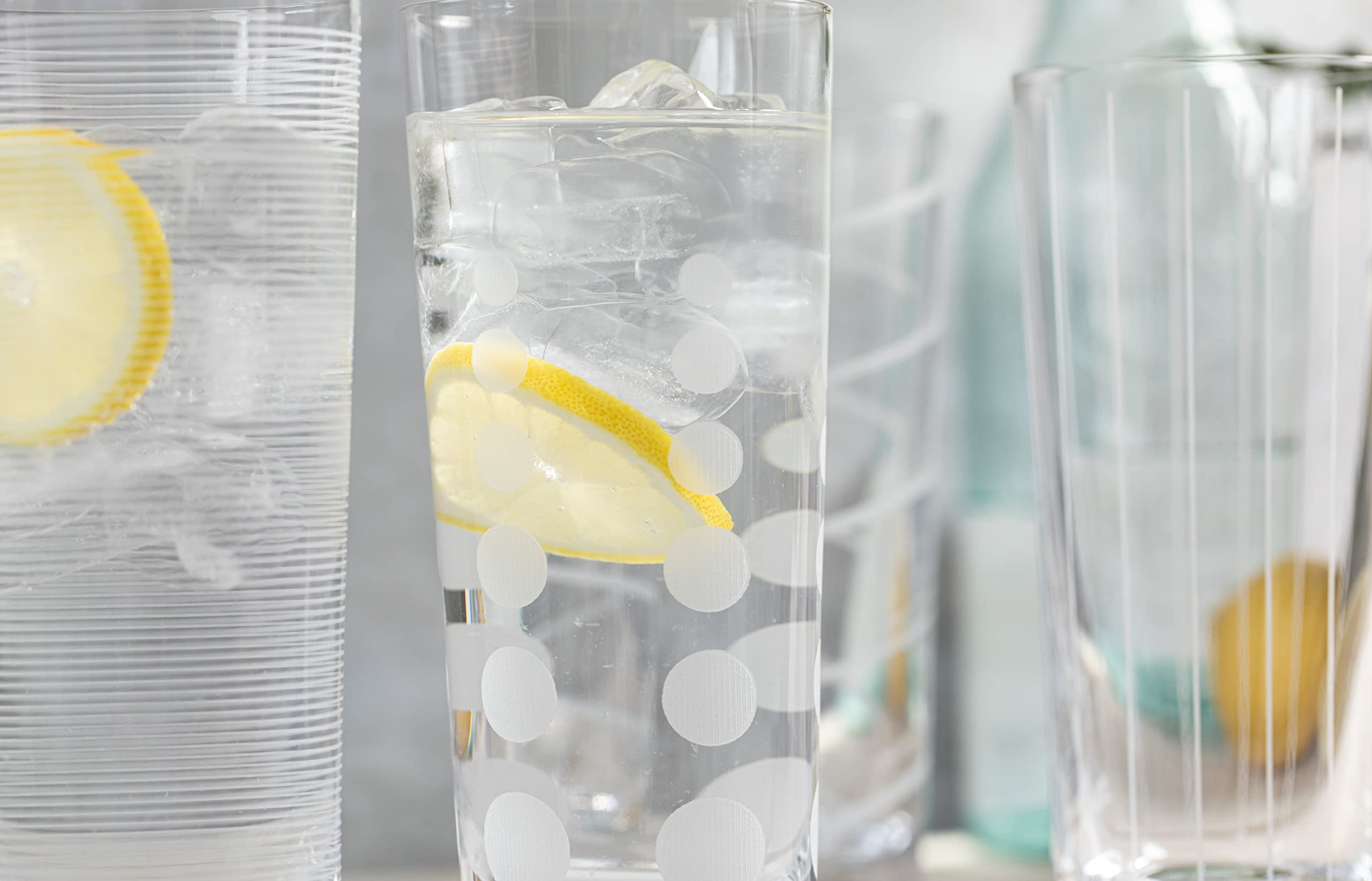 Crystal High Ball Tumbler Glasses, Cheers Set of 4 550 ml (19 fl oz) Silver