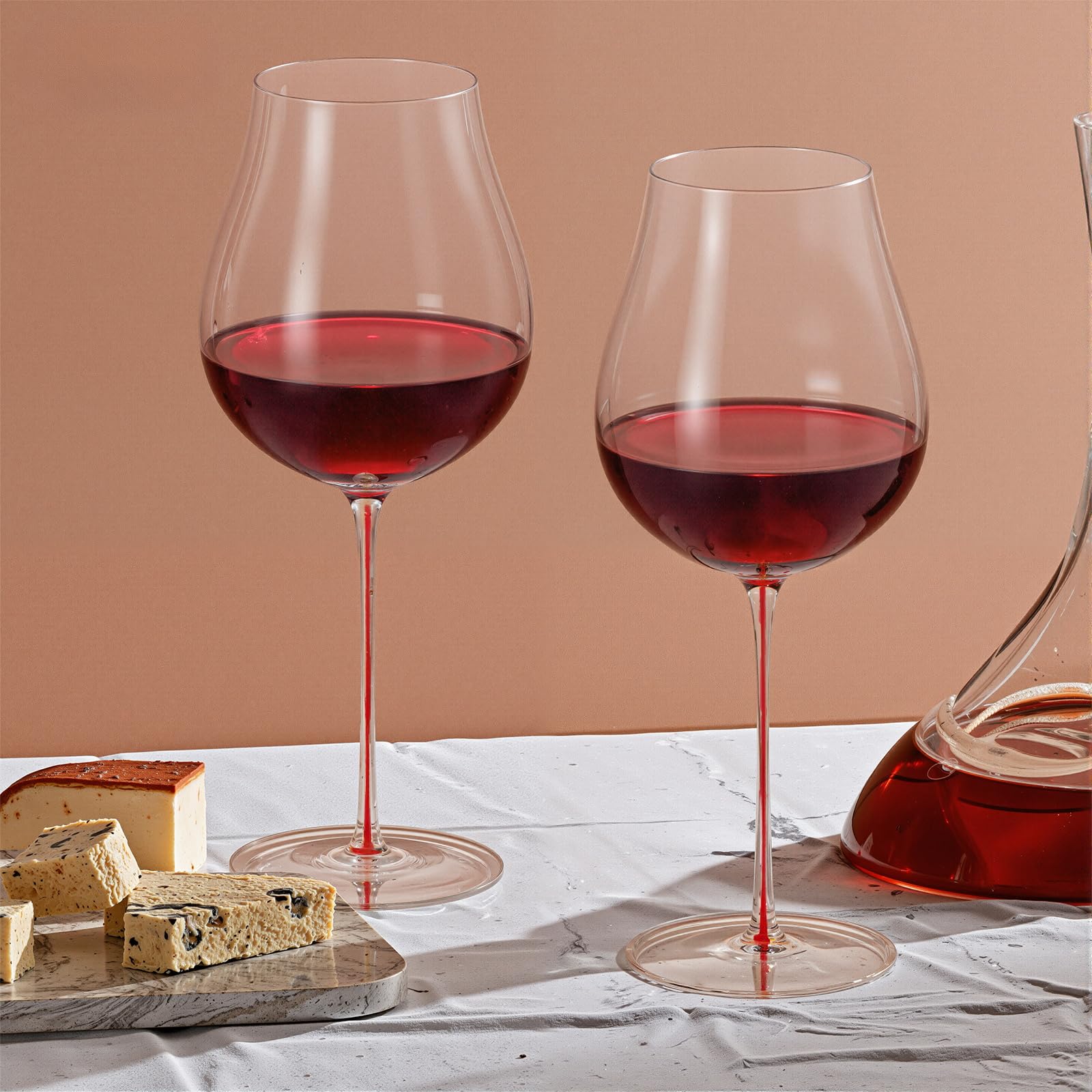 Набор бокалов для вина из 2 бокалов ручной выдувки хрусталя Бордо по 24,35 унции, тонкая оправа