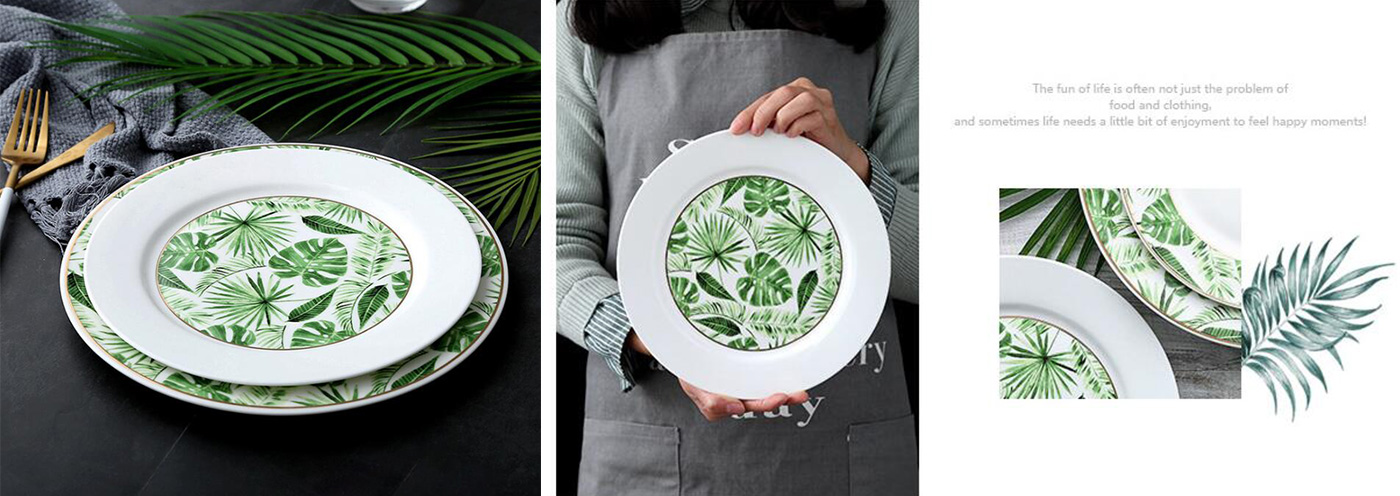 White and glazed ceramic plates set dinnerware