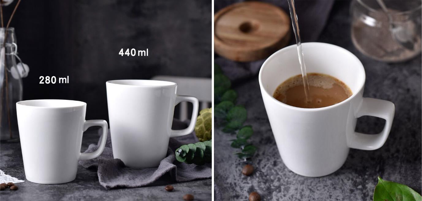 Mug gốm logo tùy chỉnh màu trắng