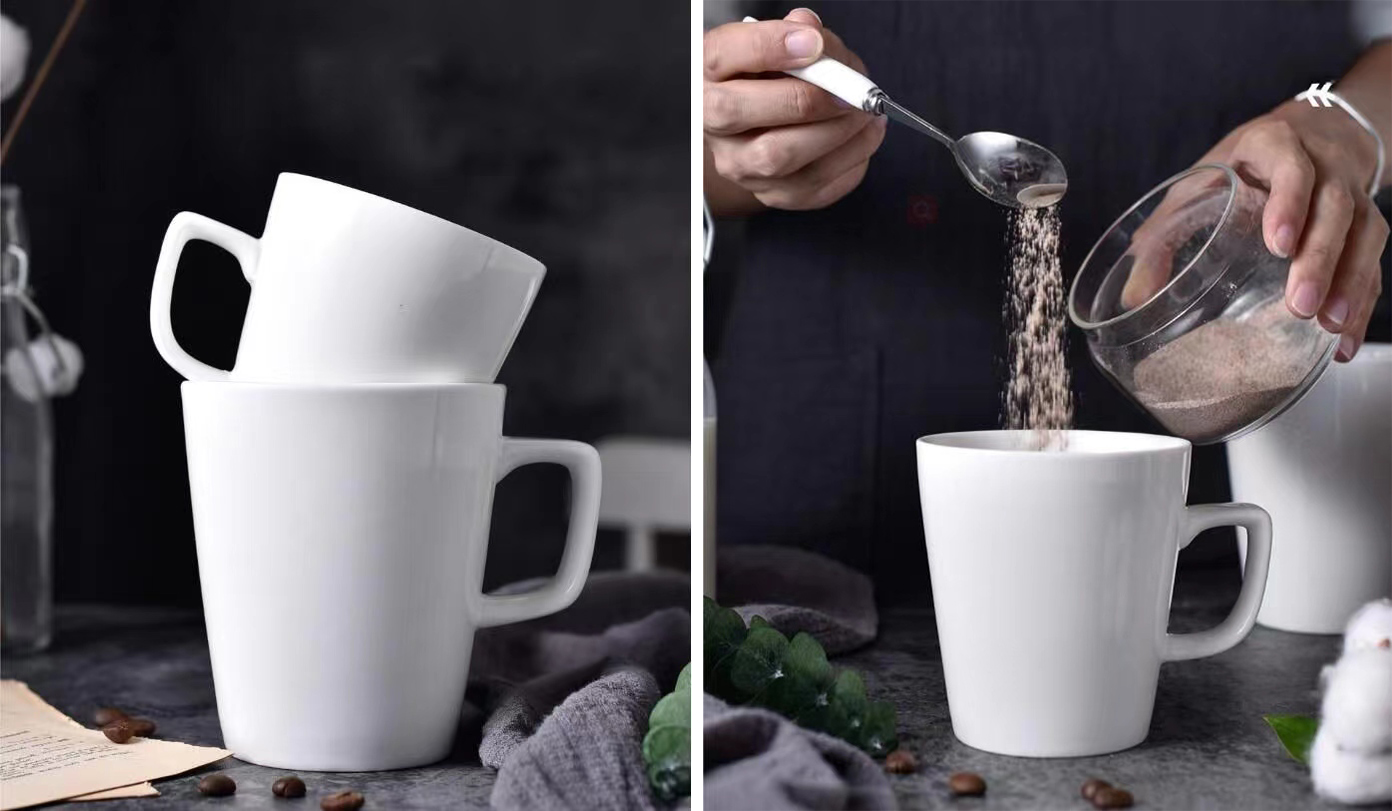 Mug gốm logo tùy chỉnh màu trắng