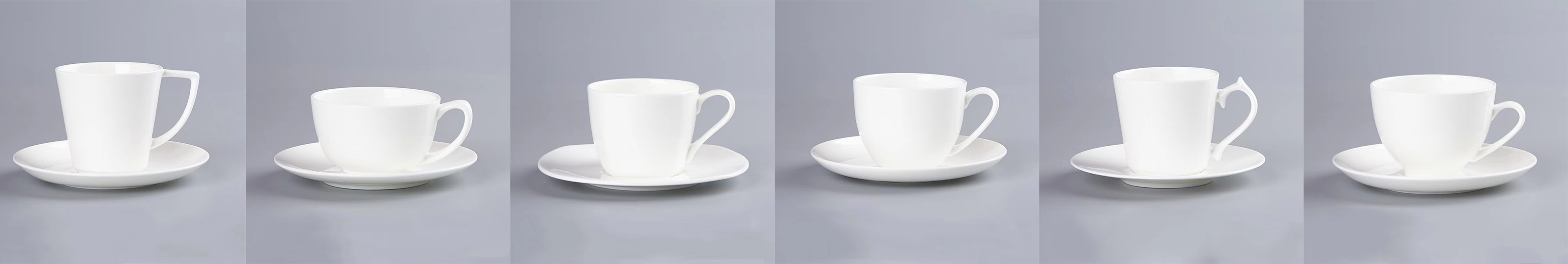 White Restaurant Customized Logo mug with saucer