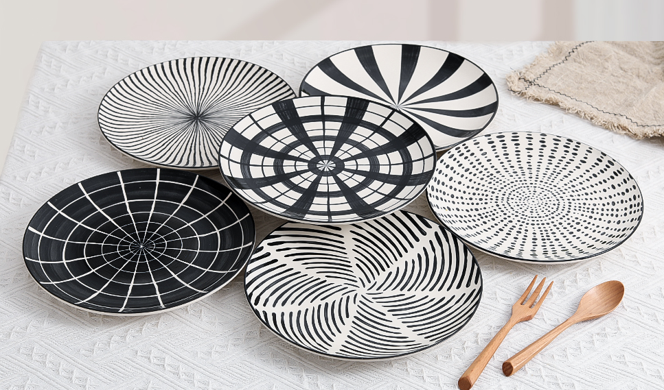 Flat Modern Black Pattern Ceramic Plates Wholesale | Top Supplier in China