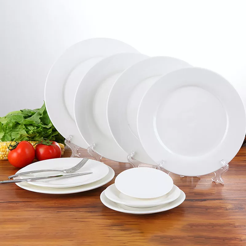 Hot selling high quality ceramic plates white porcelain dinnerware dinner plates flat plate