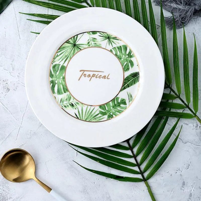 White and glazed ceramic plates set dinnerware supplier