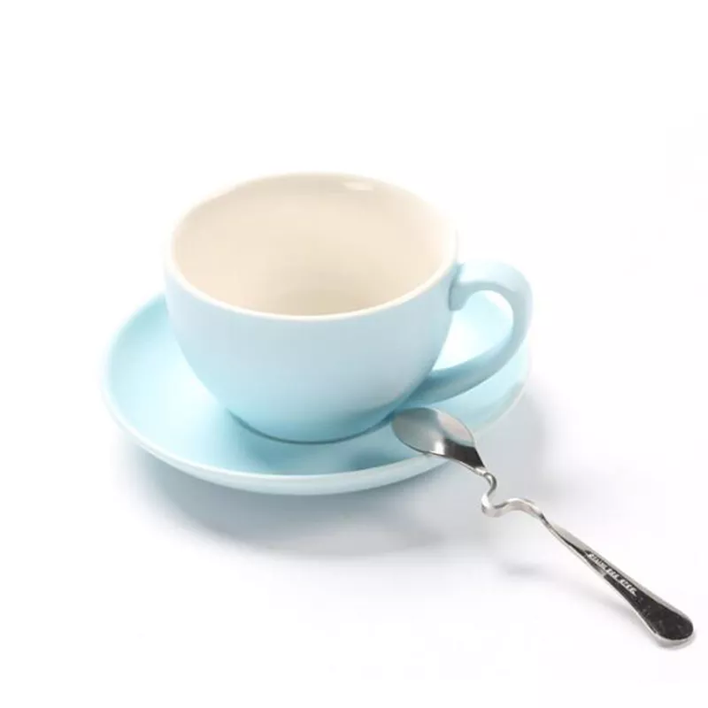 Custom logo color glaze  ceramic cups with plate