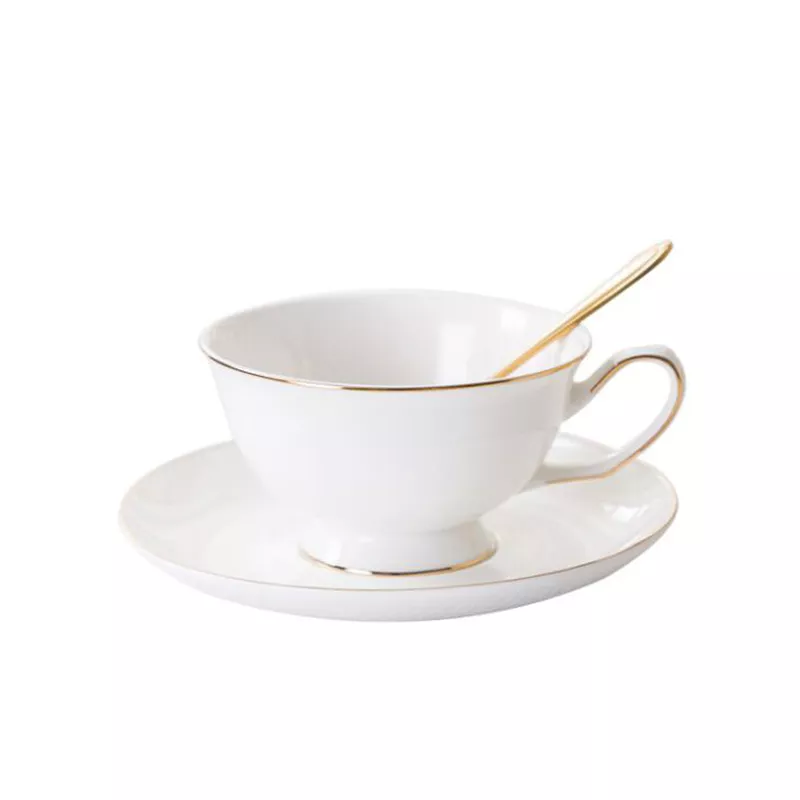 European gold rim color glazed coffee cup saucer