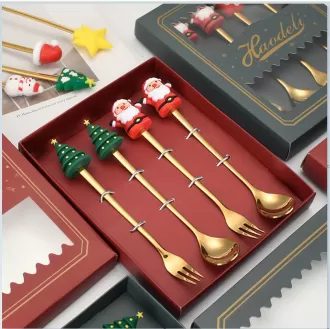Christmas Stainless Steel Spoon Fork Cutlery Set Gift Box Set
