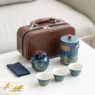 Custom Logo Ceramic Portable Gongfu Tea Set Gift Box