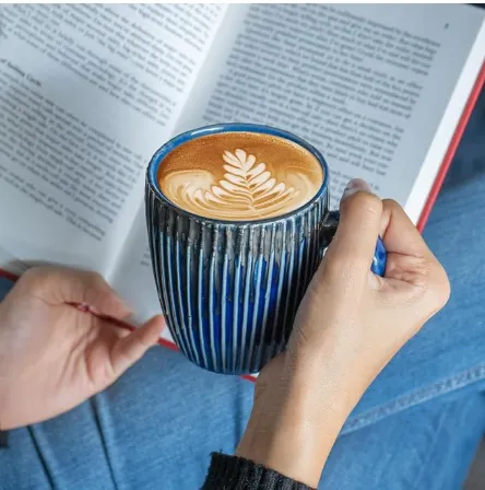 High-quality blue ceramic coffee mug supplier