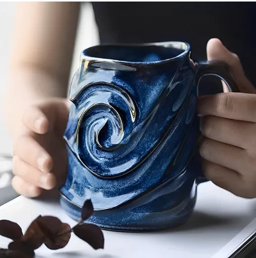 Embossed Ceramic Coffee Mug