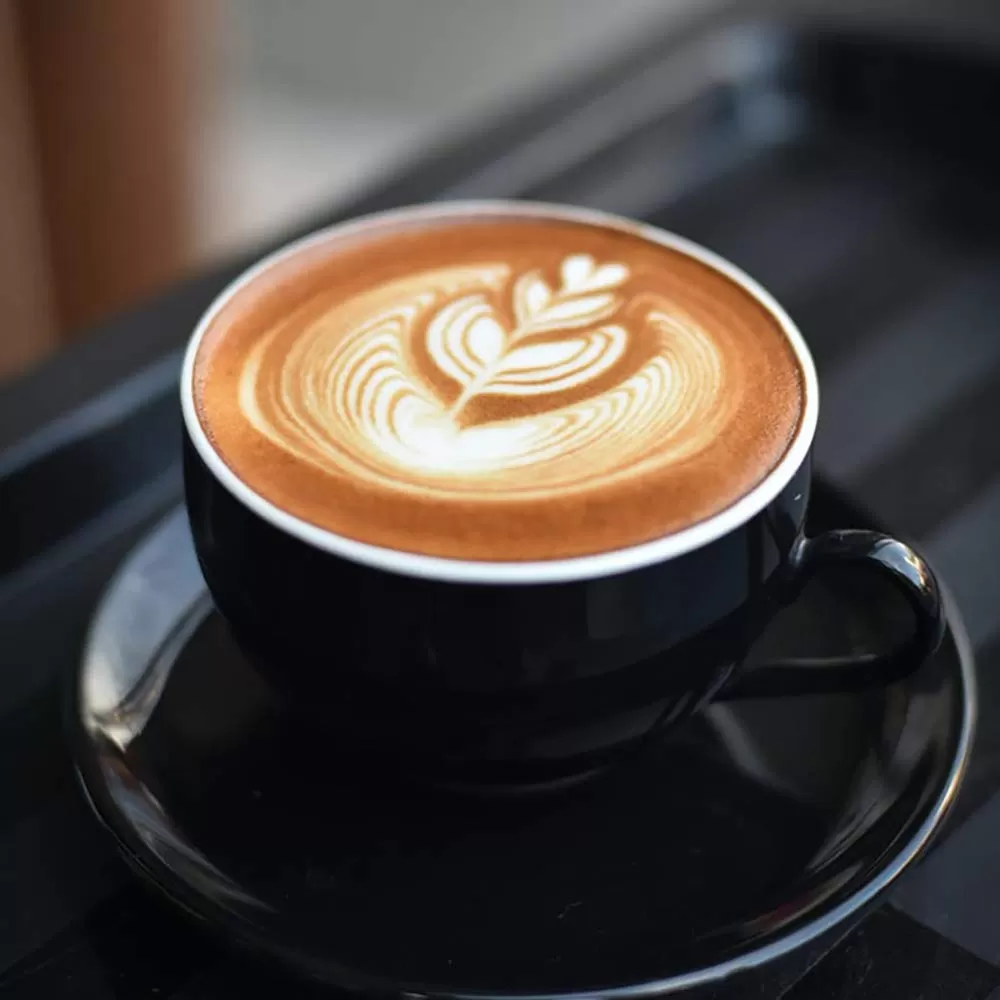 Glossy Black Ceramic Cappuccino Cups with Saucers factory
