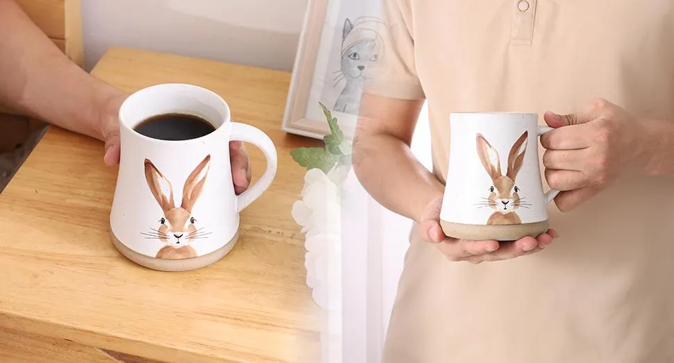 13.6 Oz Large Ceramic Clay Coffee Mug Manufacturer in China