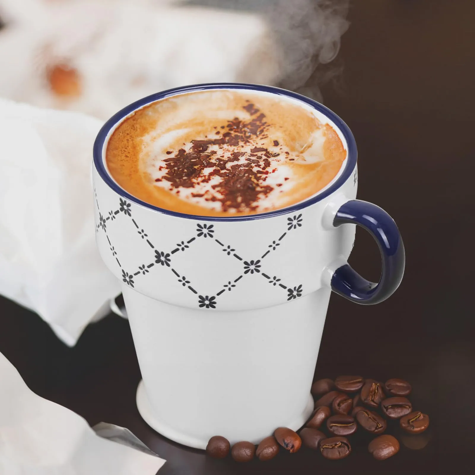 Blue Ceramic Coffee Cups with Handle Factory in china