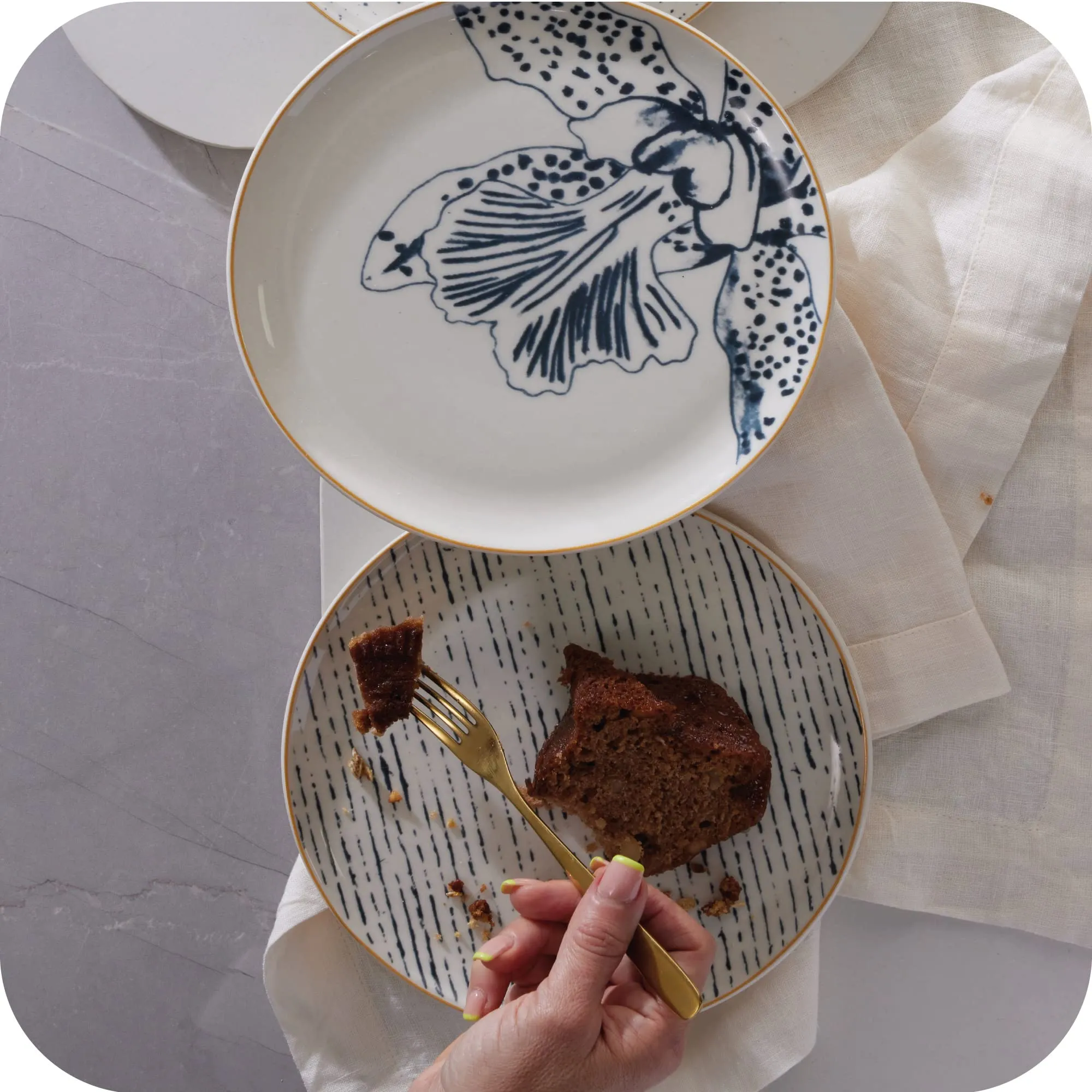 4 Salad Ceramic plates Set