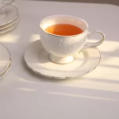 Porcelain Embossed Rose Tea Cups and Saucers Wholesale in China – The Perfect Addition to Your Collection