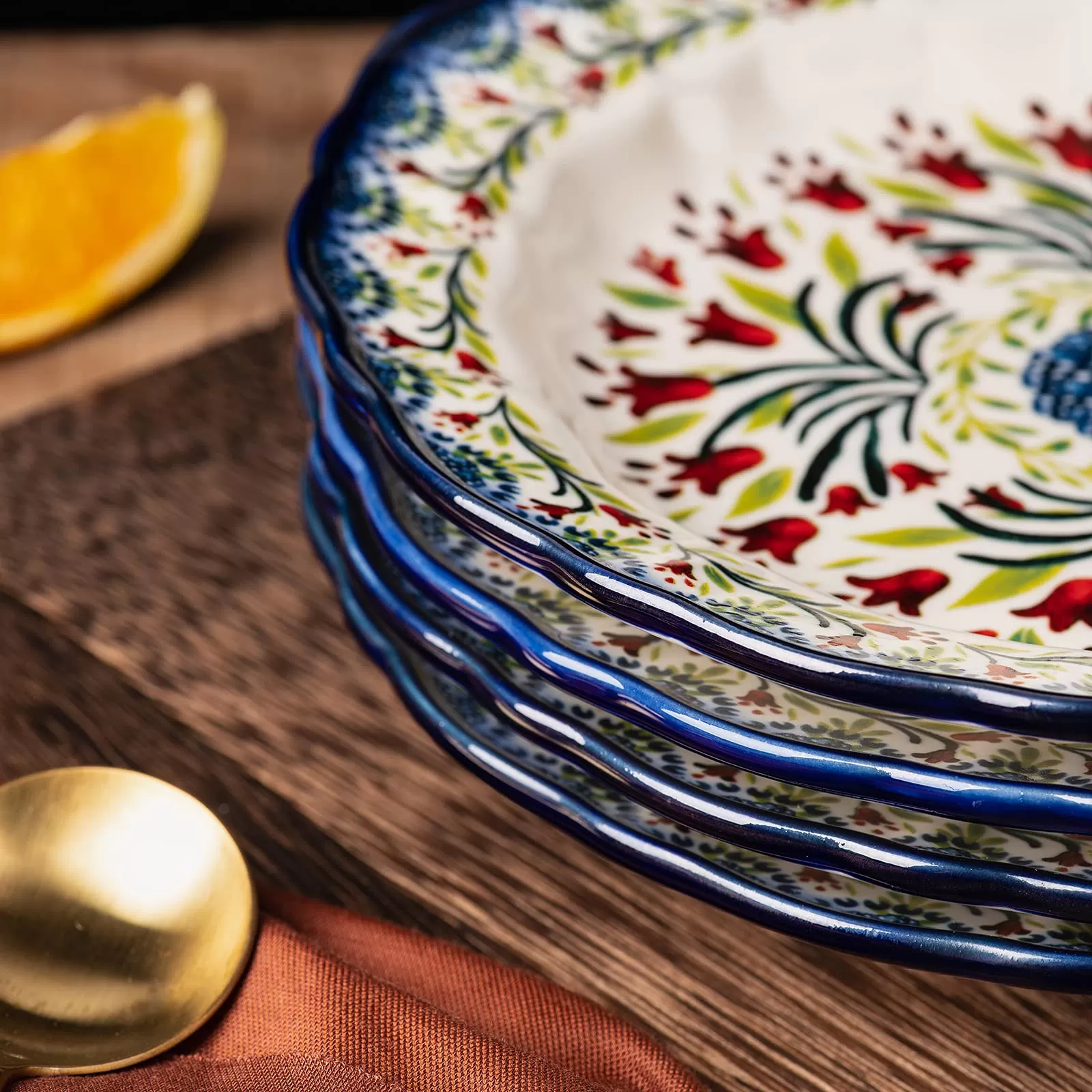 floral ceramic shallow plates