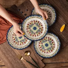 Ceramic Floral Salad Shallow Plate Wholesale in China | Elegant Handmade Dinnerware