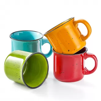 Large Ceramic Mugs with Handles, 16 oz, Vibrant Colors