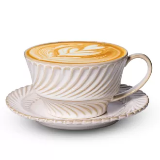Ceramic Latte Cup with Saucer, 12 OZ Cappuccino Cup Vintage Cafe Art Cups for Espresso Turkish Coffee