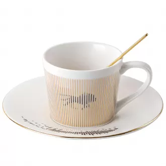 Dynamic Mirage Coffee Cup and Saucer Sets 8.45oz Unique Luxury Porcelain Mirror Ceramic Mug Gifts for Cappuccino Espresso