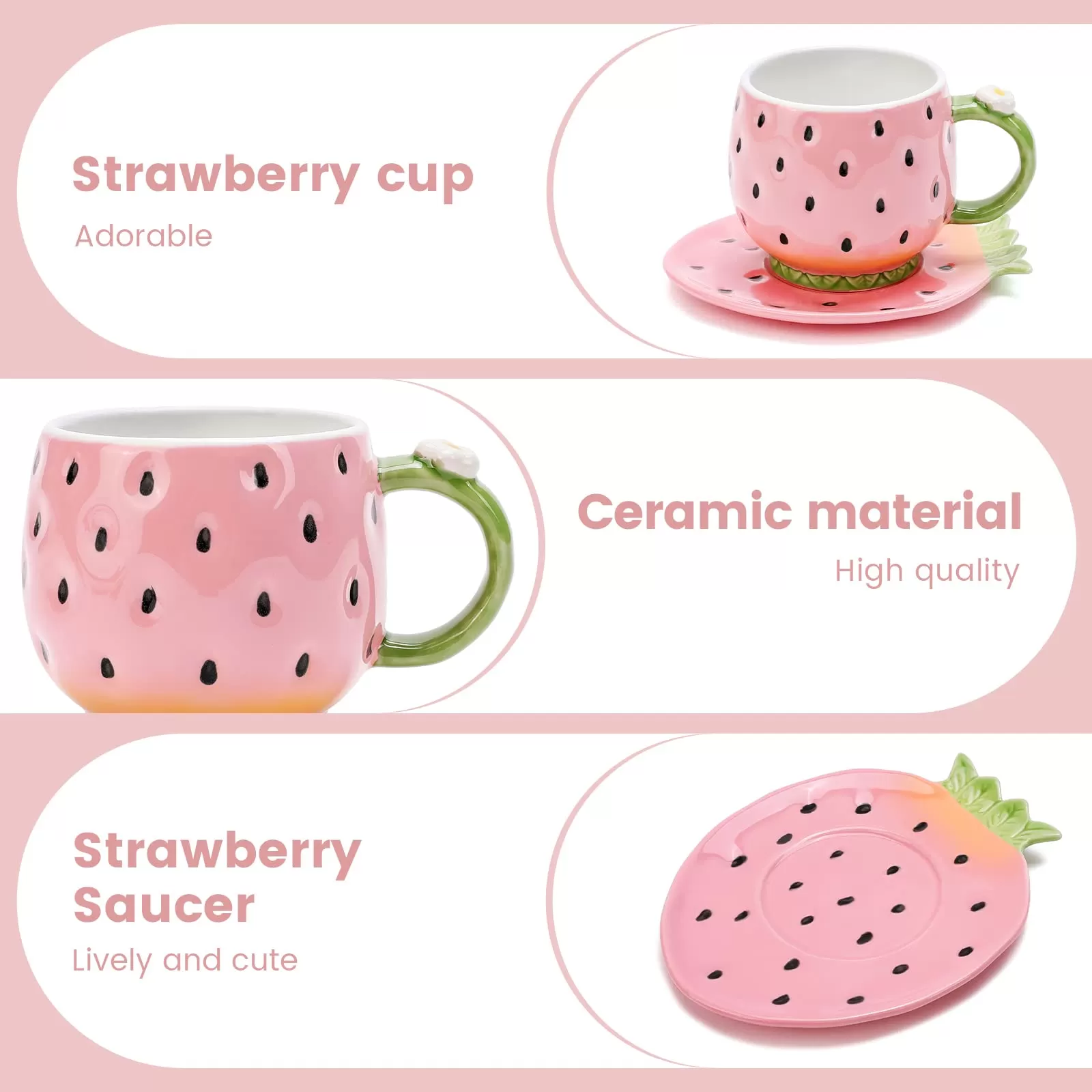 Wholesale strawberry ceramic coffee cups