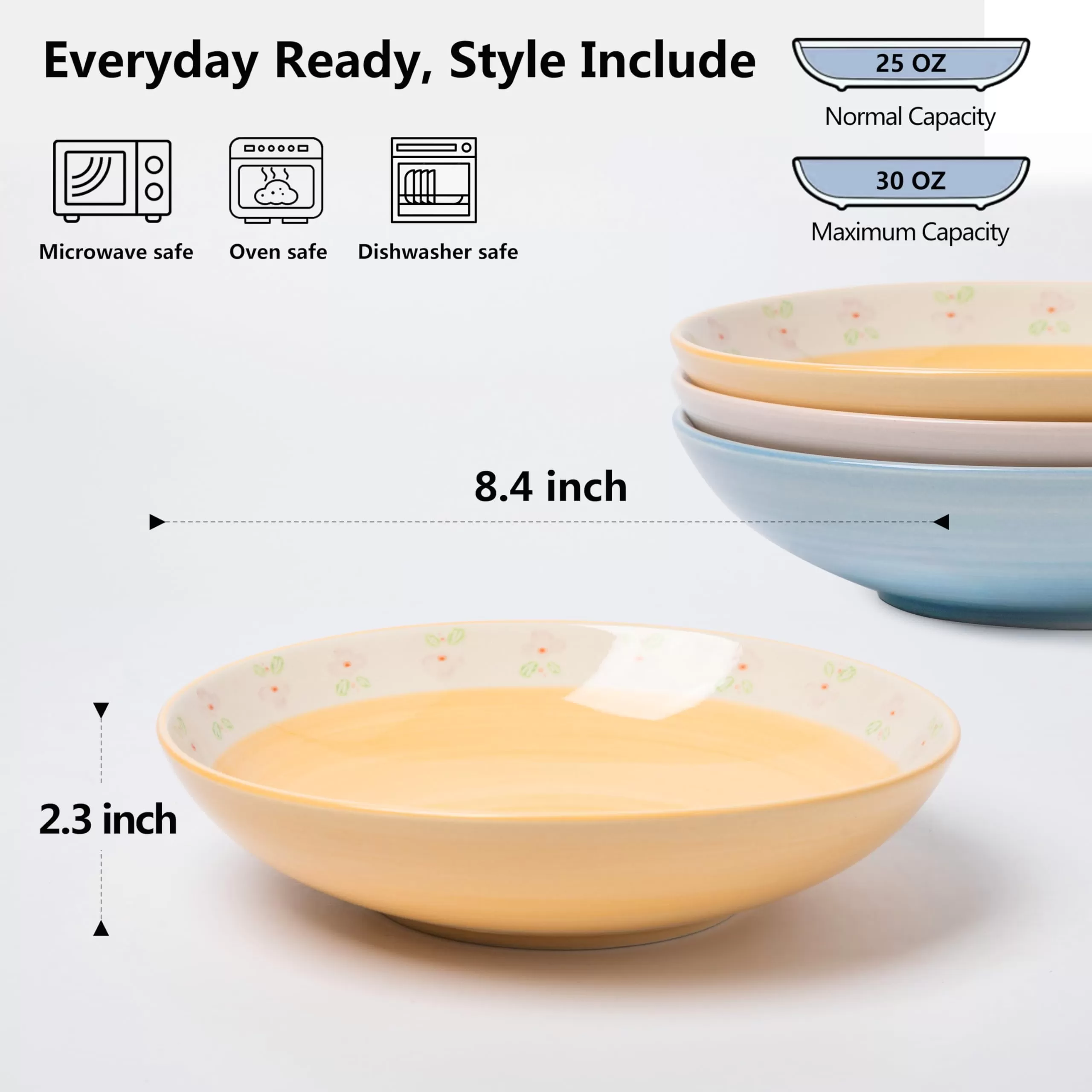 Durable 30oz Ceramic Bowls 