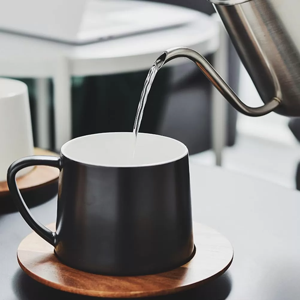 Custom ceramic coffee mug wooden lid supplier