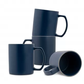 Matte Glaze Finish Glossy Ceramic Coffee Mug With Large Handle for Sturdy Grip For Your Favorite Morning Brew Pack of 4, Navy Blue