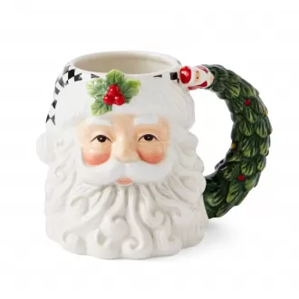 Christmas Tree Santa Toby Mug - Festive Ceramic Coffee Mug with Decorative Santa Design - Holiday Tea Cup, Ideal for Hot Beverages - Dishwasher and Microwave Safe