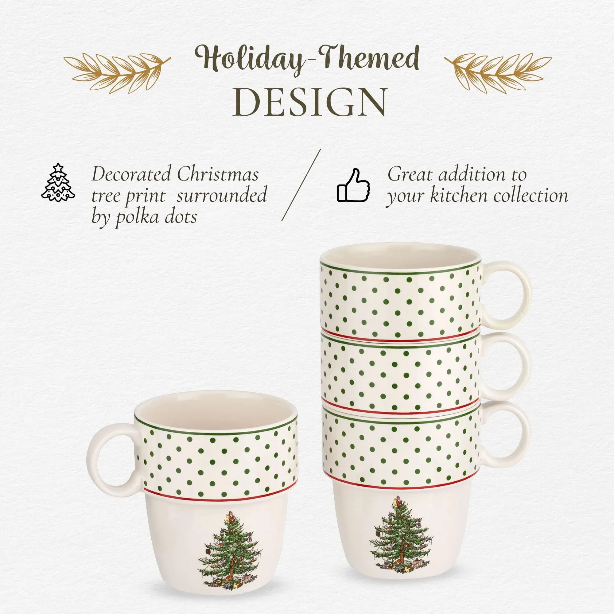 Christmas ceramic mugs with polka dots bulk