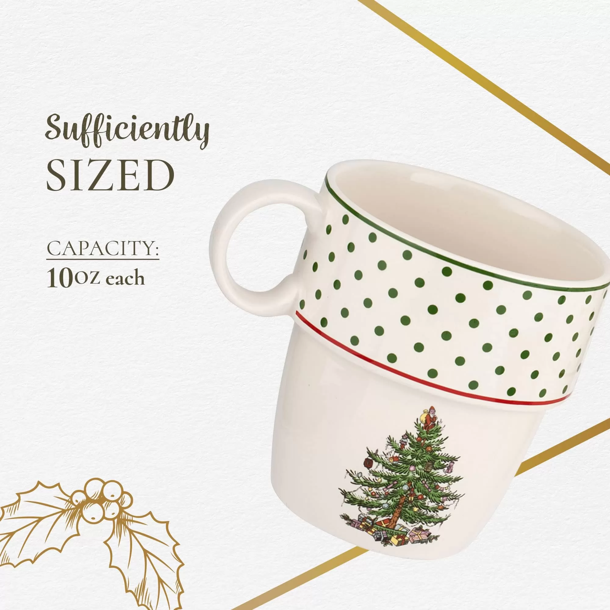 Christmas ceramic mugs with polka dots bulk