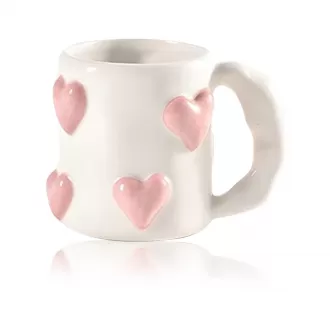 Ceramic 3D Heart Coffee Mug Pink Love  Cup 17oz Valentine's Day Couple Mug Cute Handmade Relief Mugs for Anniversary Wedding Engagement Couple Gifts