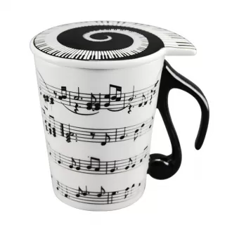 Creative Ceramic Musician Coffee Mug Tea Cup with Lid Staves Music Notes as Valentine's Day Gift Teacher Gift