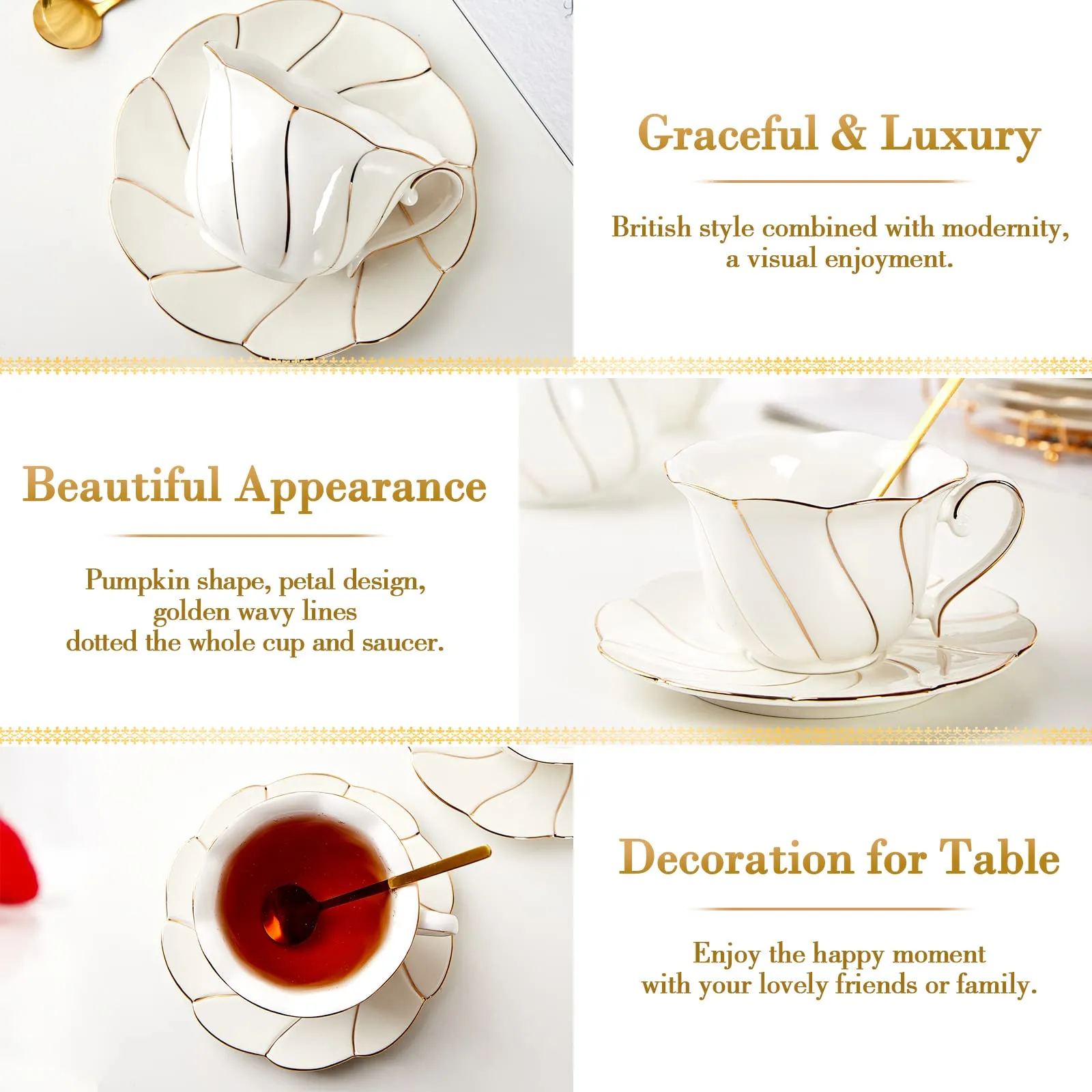 golden rim porcelain tea cups supplie